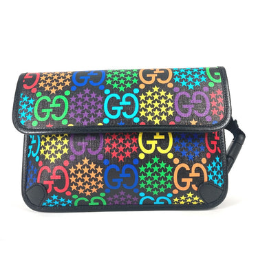 GUCCI Sling bag 598113 Leather / PVC multicolor GG Supreme psychedelic belt bag mens Used Authentic